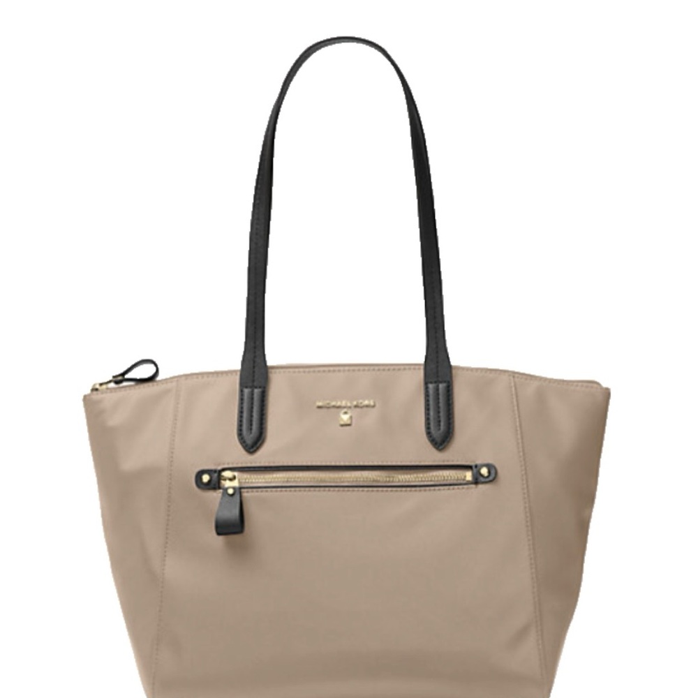 Michael Kors Taupe Tote with Black Straps